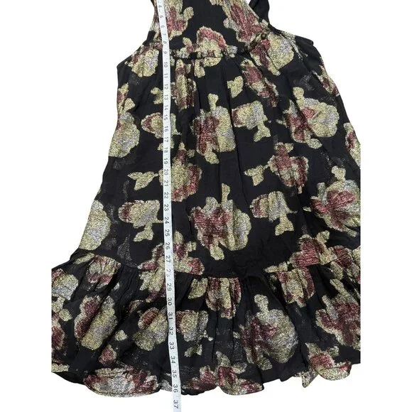 Anthropologie Maeve Metallic Floral Swing Dress Halter Evening Cocktail Size S N - Picture 7 of 8